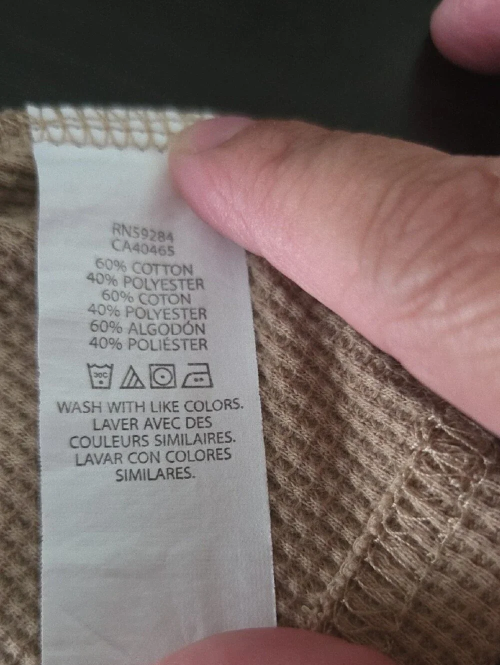 The Children's Place Beige Waffle Knit Top with Brown Trim